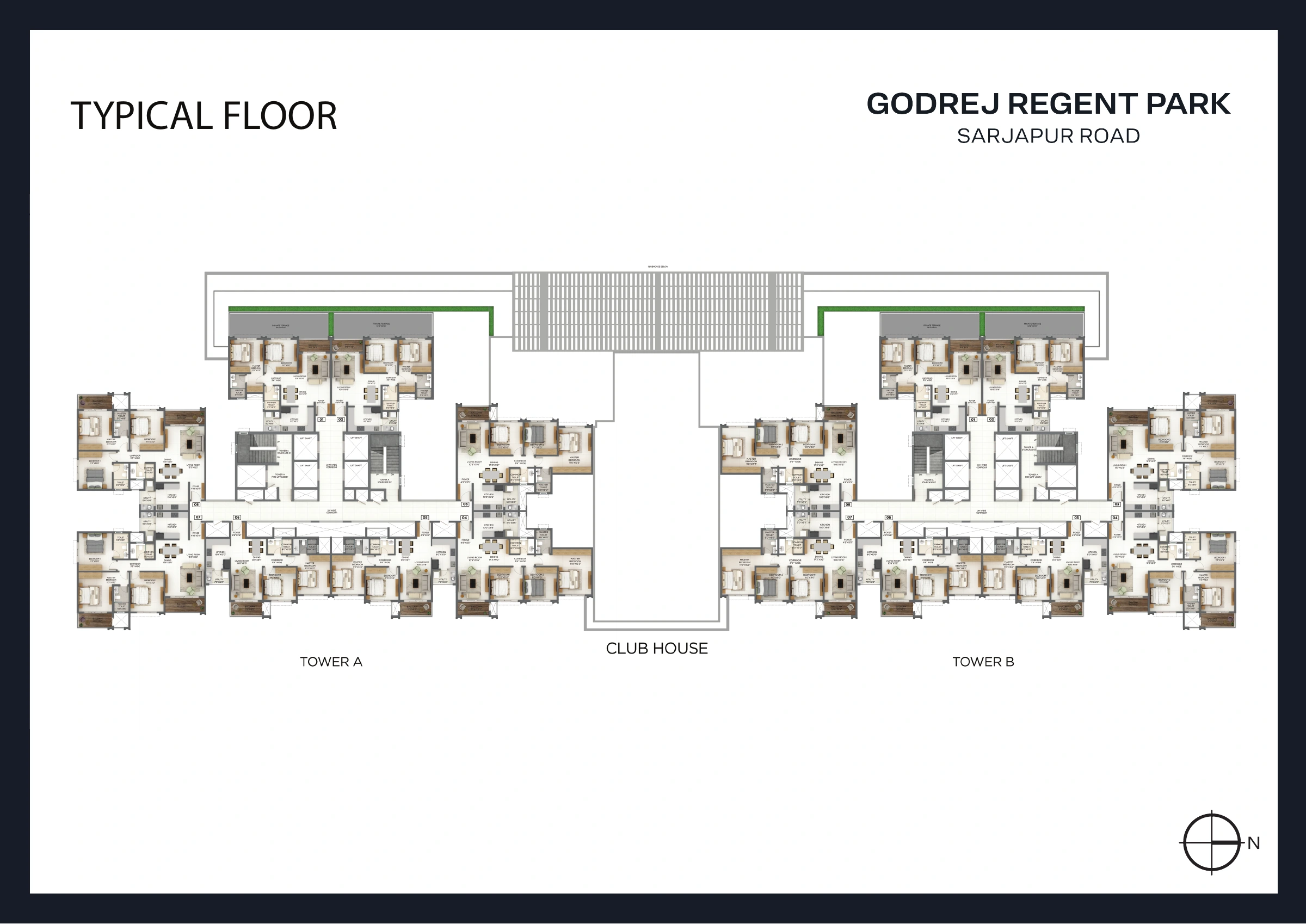 Godrej Regent Park Combined typical-floor layout