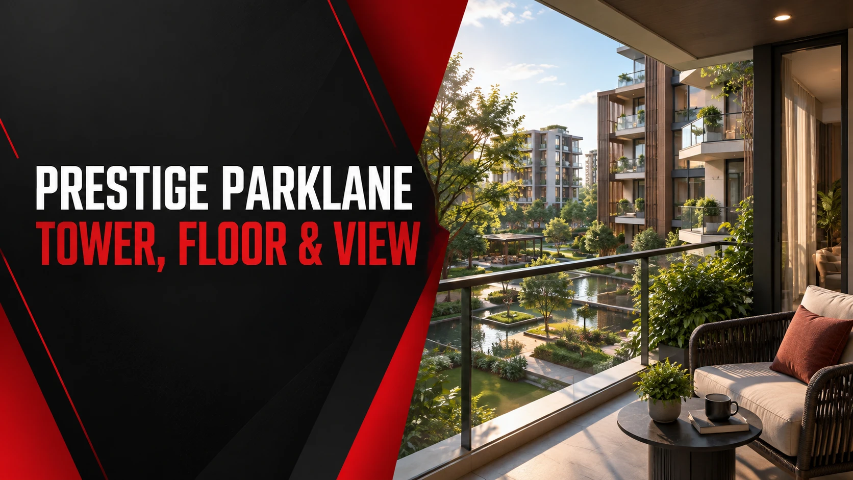 Prestige Parklane facing guide: red and black conceptual editorial cover