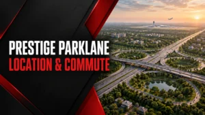 Prestige Parklane location guide: red and black conceptual editorial cover