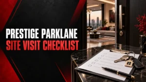 Prestige Parklane visit guide: red and black conceptual editorial cover