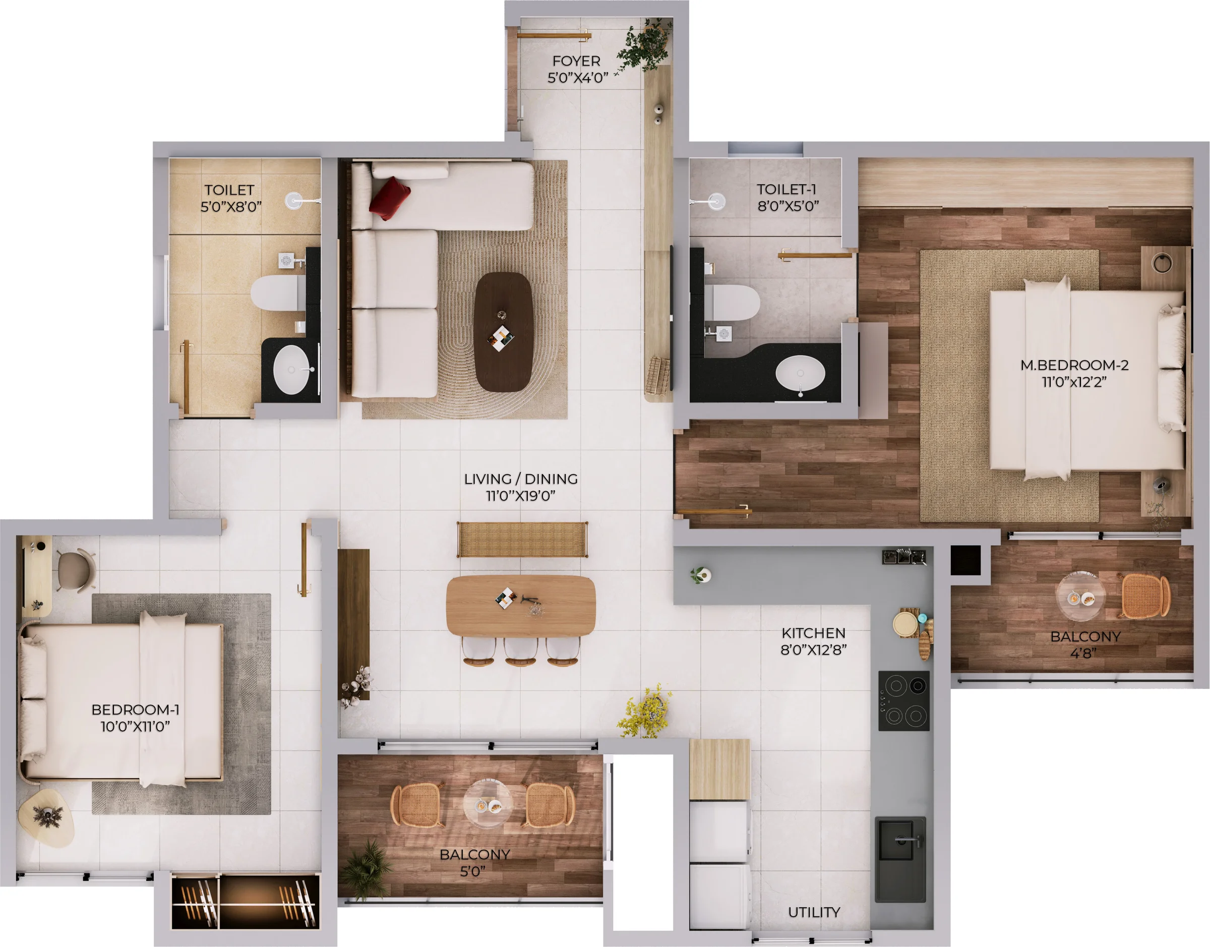 Northern Lights 2 BHK 2T Grand floor plan
