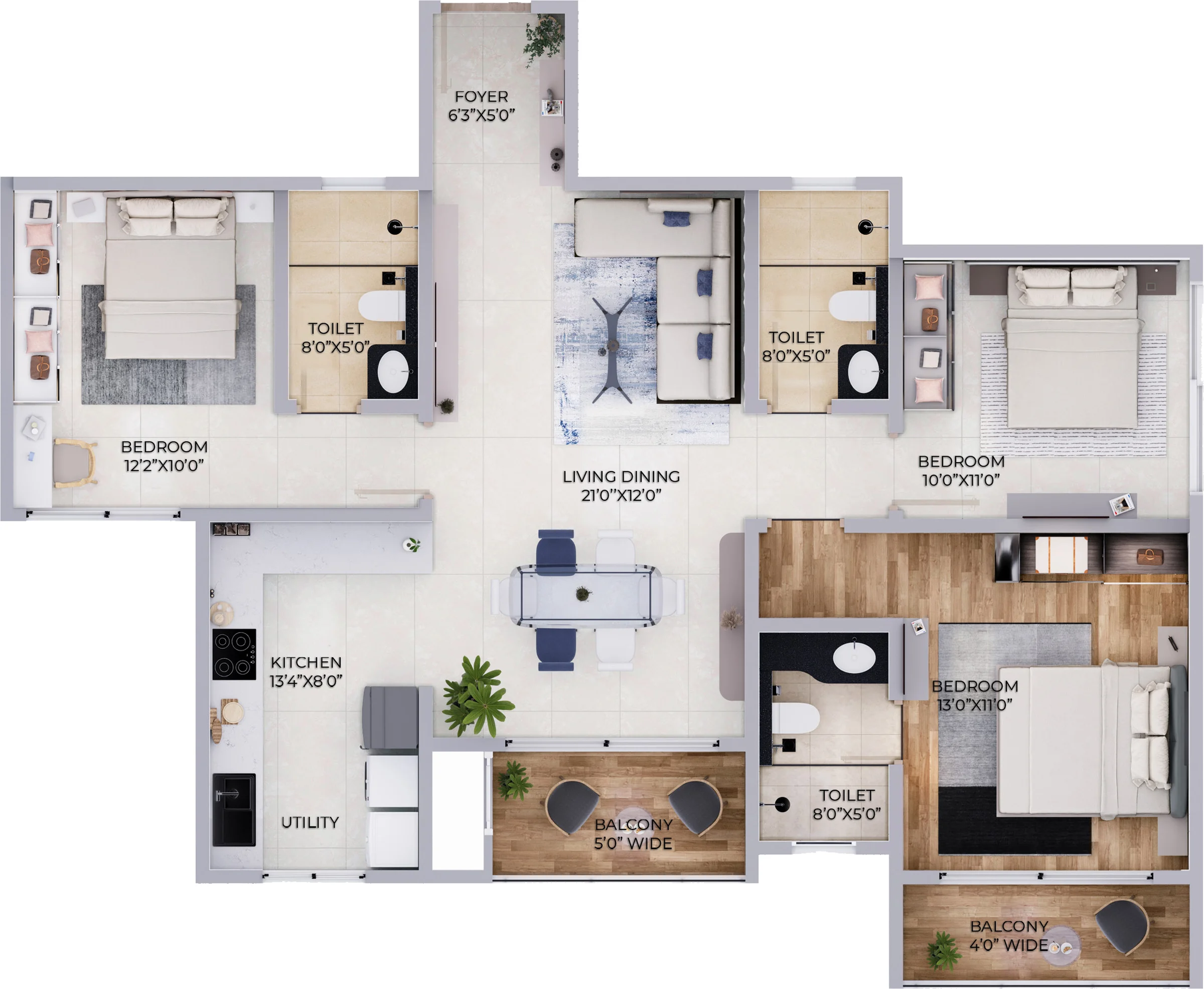 Northern Lights 3 BHK Grand Corner floor plan