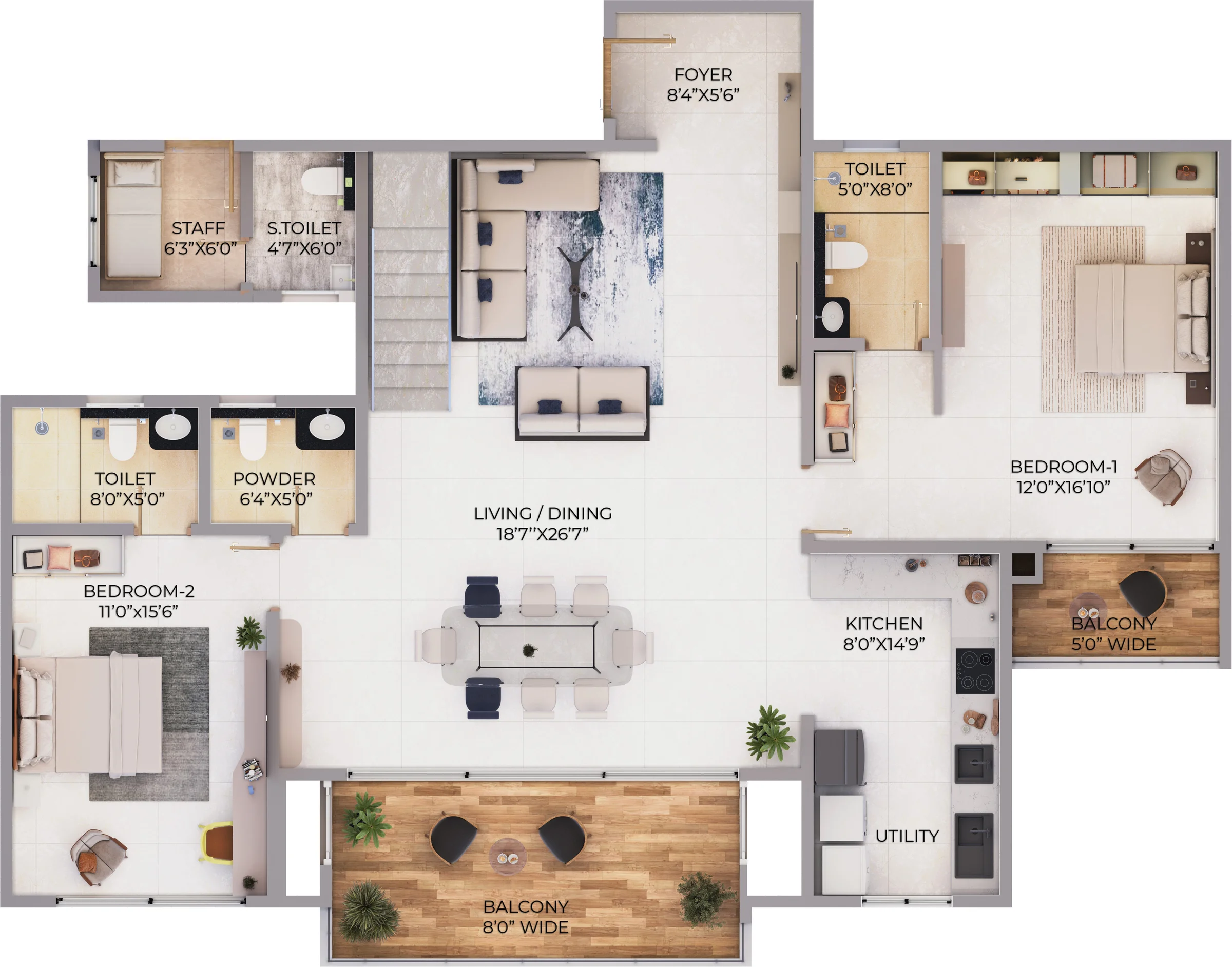 Northern Lights 4 BHK duplex type 2 lower level floor plan
