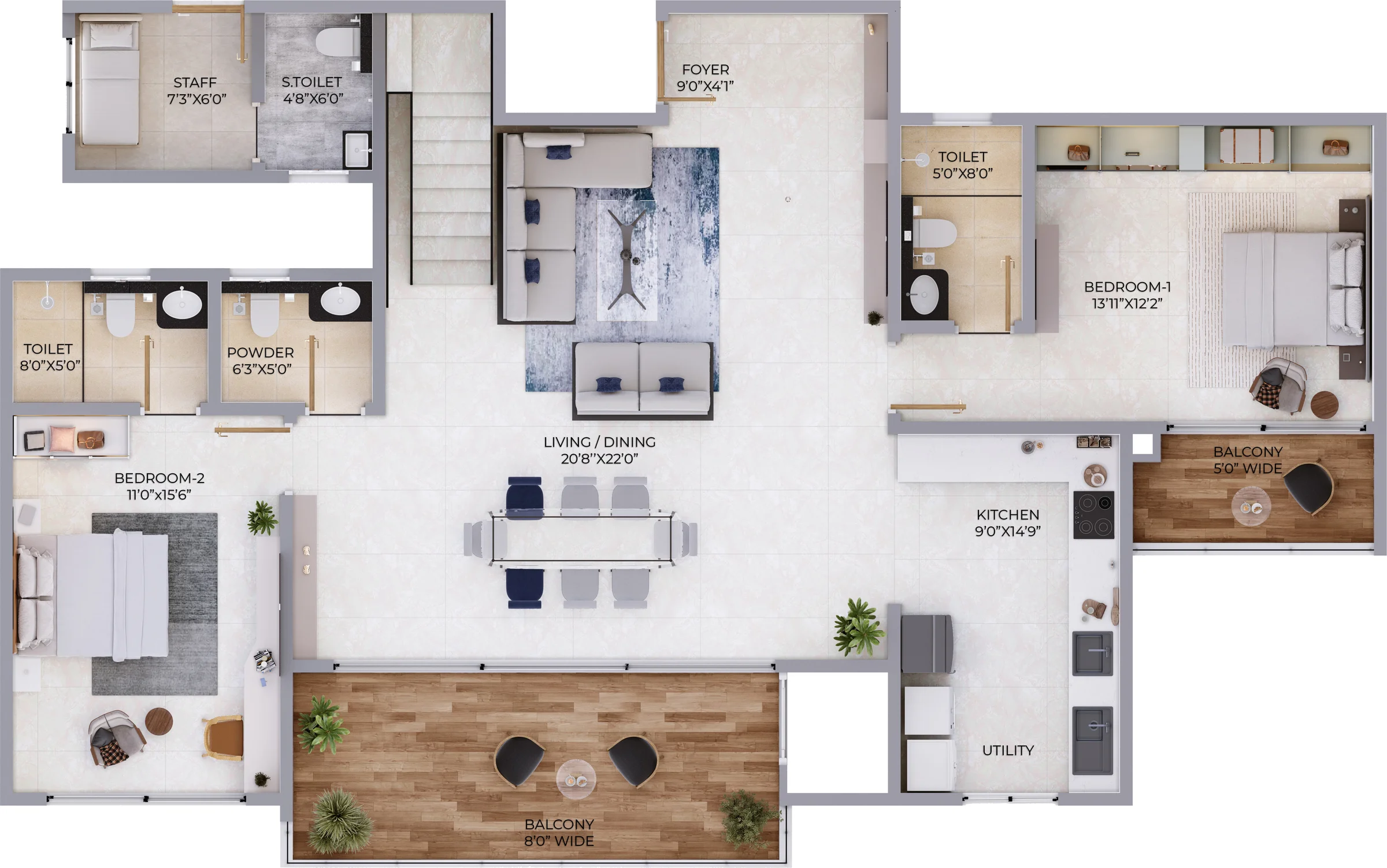 Northern Lights 4 BHK duplex type 3 lower level floor plan