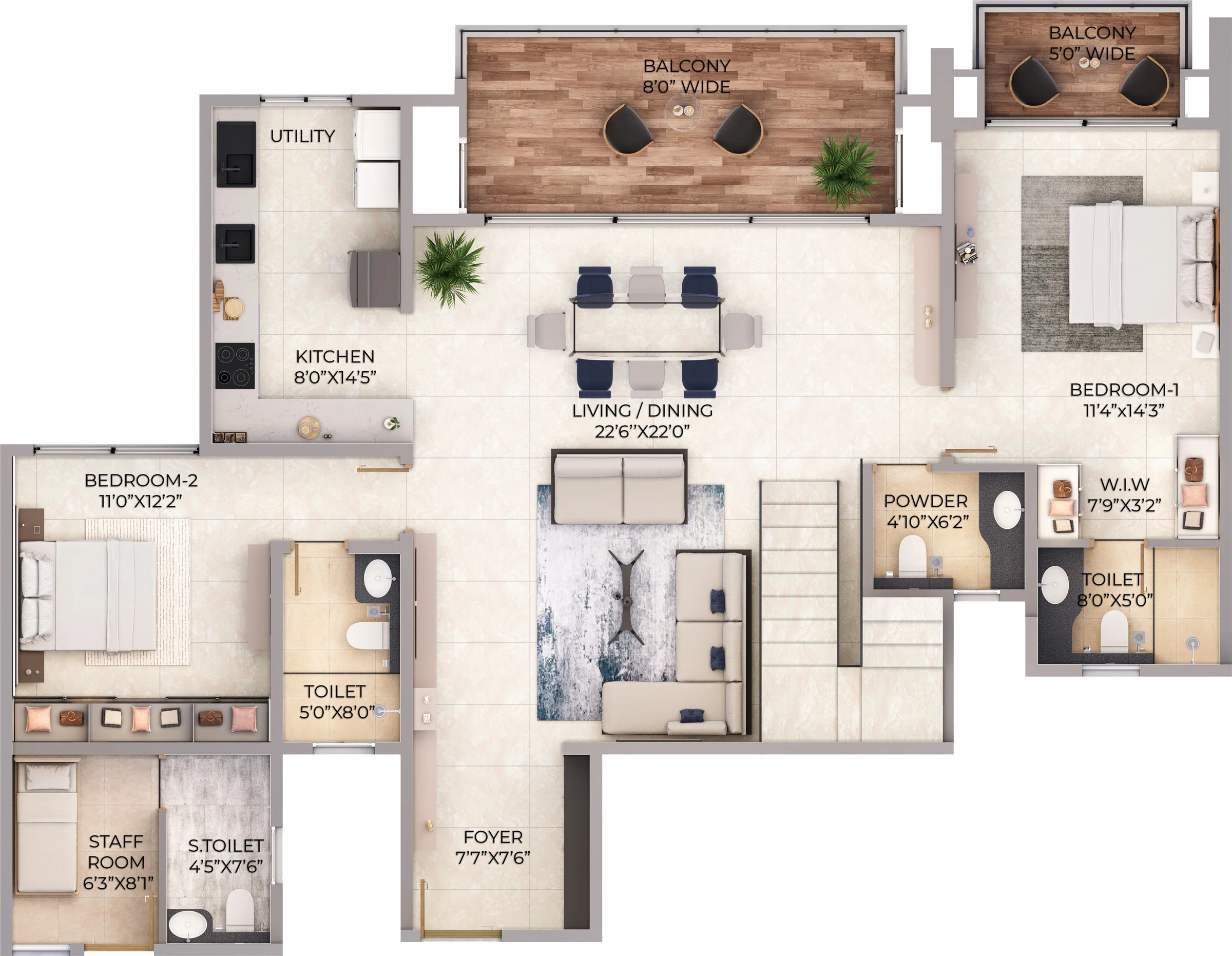 Northern Lights 4 BHK duplex type 4 lower level floor plan