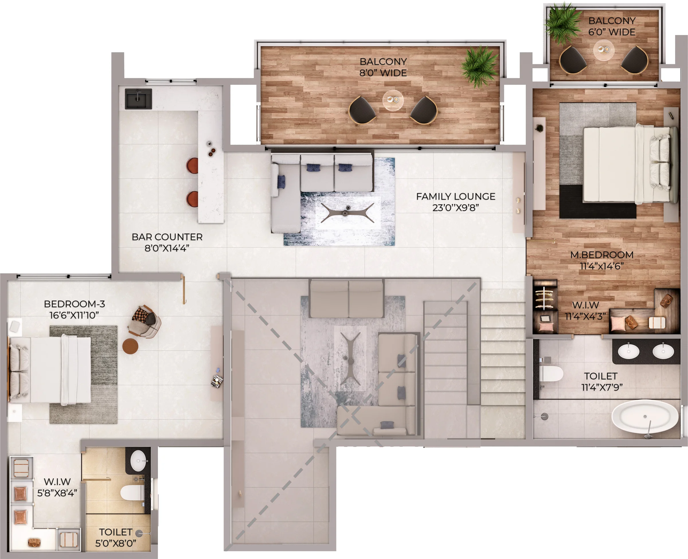 Northern Lights 4 BHK duplex type 4 upper level floor plan