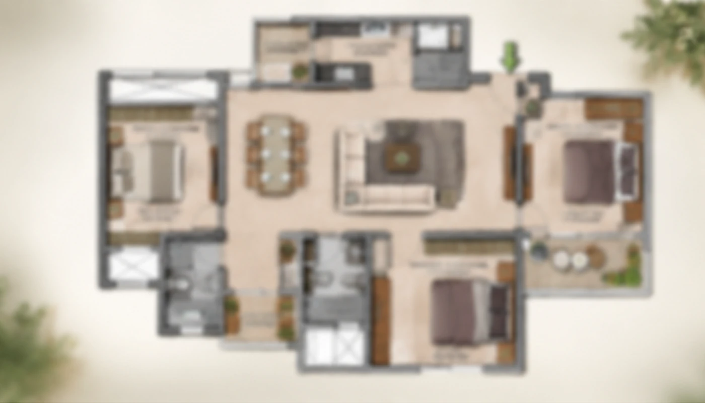 SOBHA Hennur Road 3 BHK floor plan North Bangalore