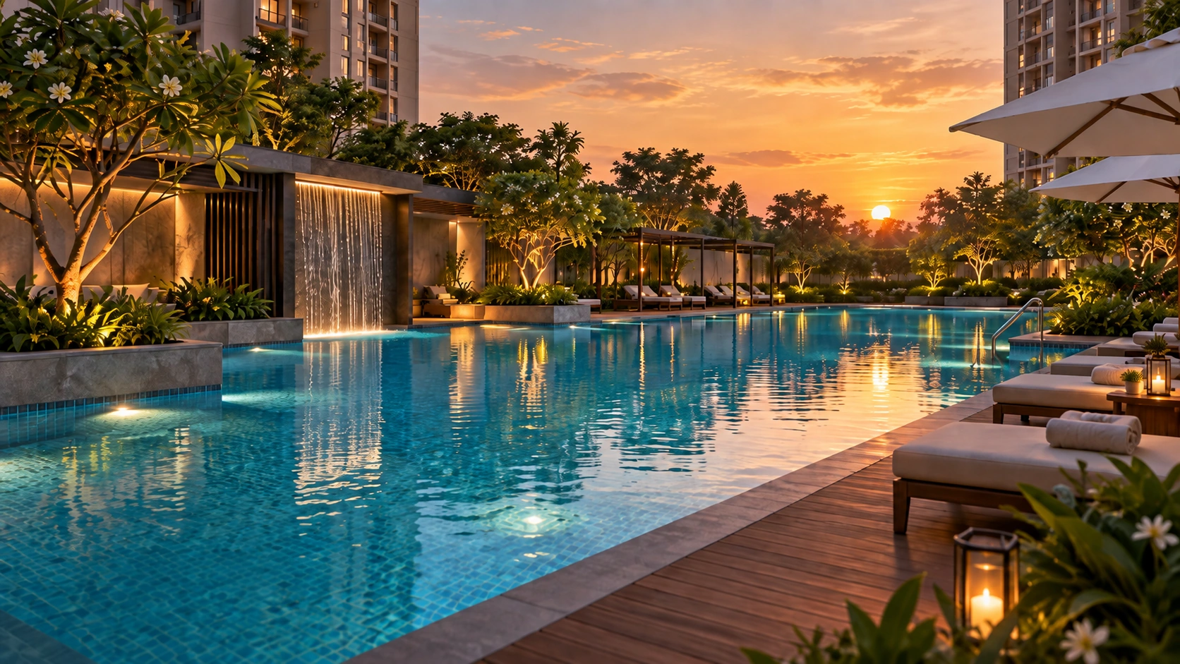 Swimming pool amenity at luxury Hennur Road project