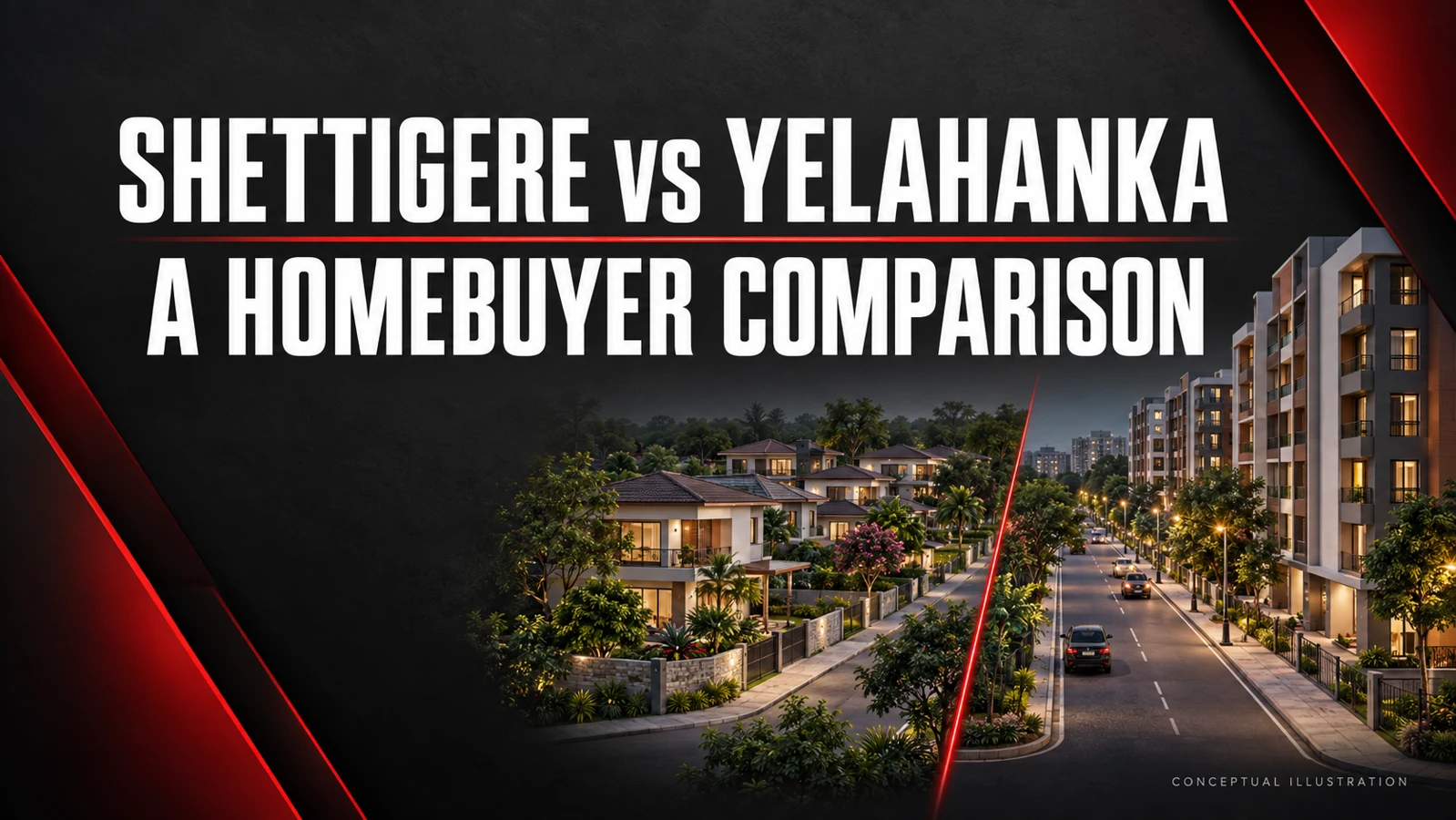 Shettigere vs Yelahanka homebuyer comparison – conceptual neighbourhood illustration